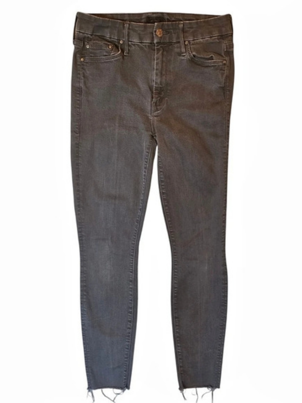 Mother The Looker Ankle Fray Womans Skinny Jeans Black Waist 27 Preppy Designer